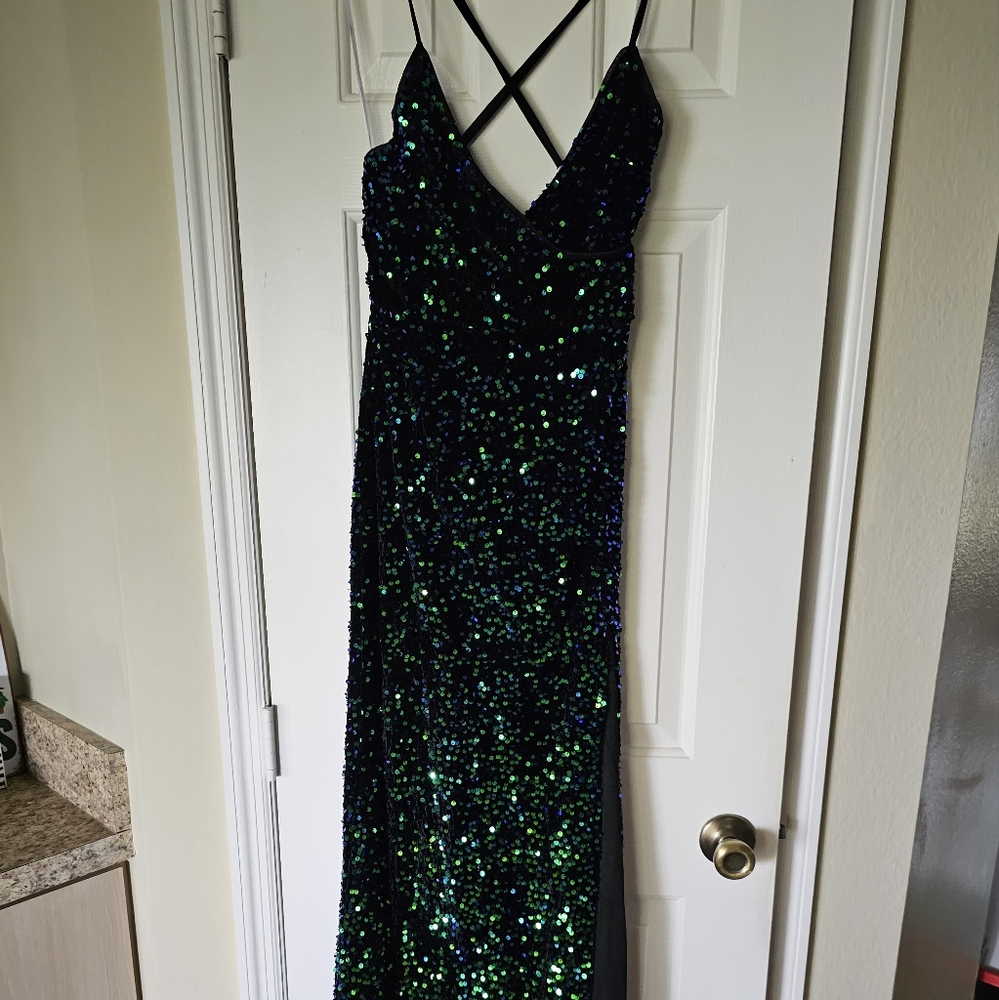 Green and Balck Sequin formal dress